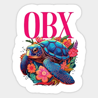 OBX Floral Beach Turtle Souvenir Sticker